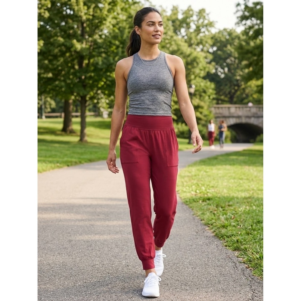 Athleta Salutation Jogger Powervita Red Berry High Rise Yoga Pants Small S